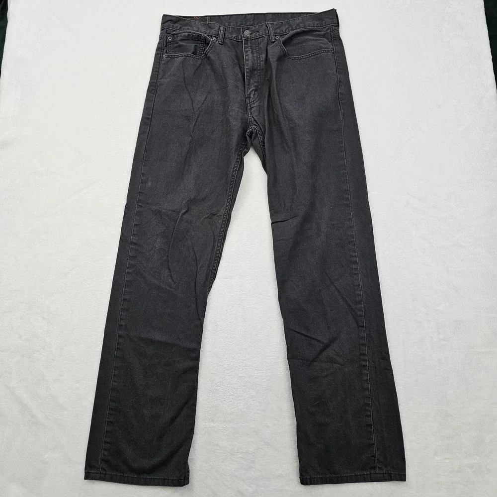 Levi's 505 Jeans Mens 36x32 Black Faded‎ Regular Straight White Tab Denim Skater